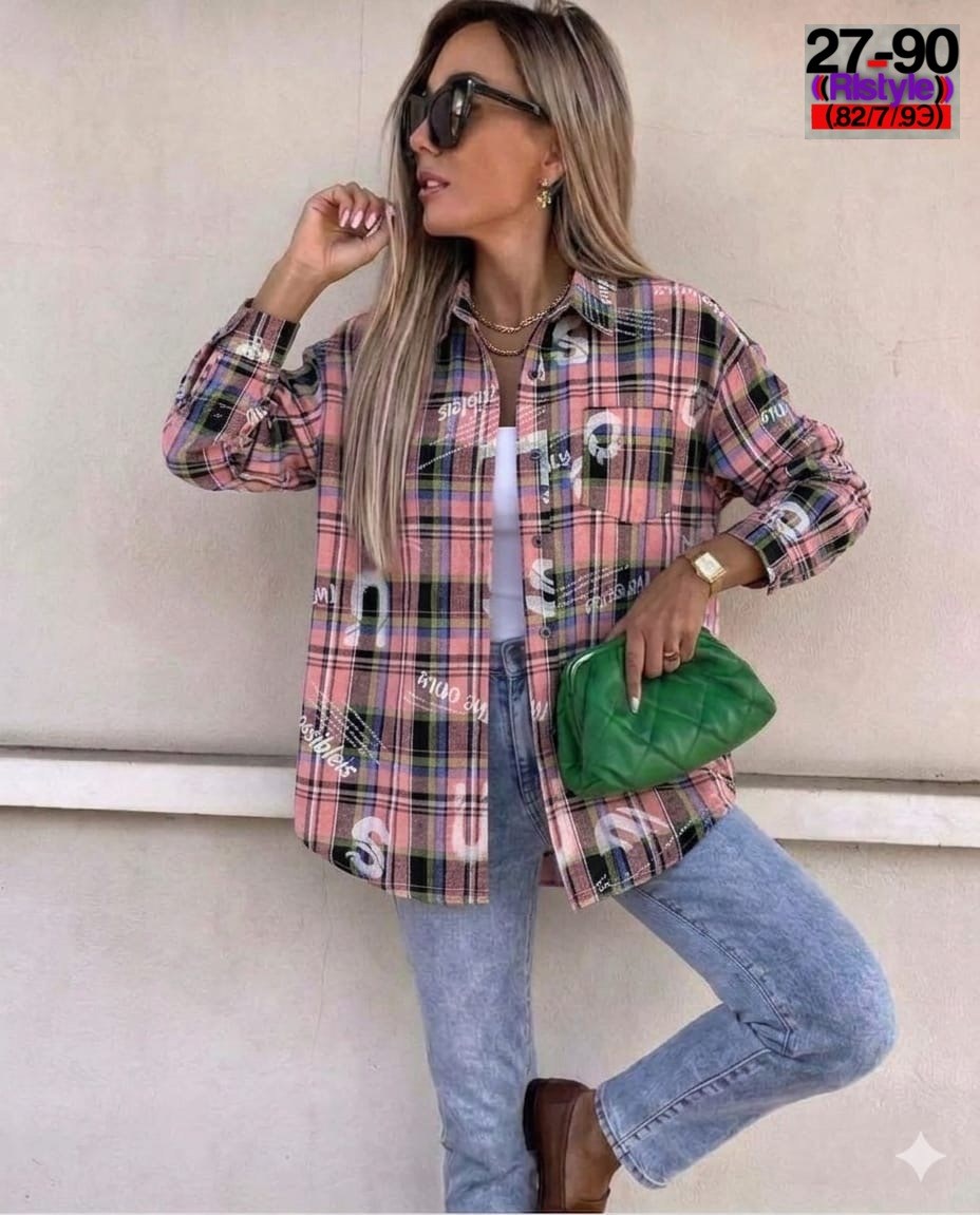 рубашка в клетку женская оверсайз,женская рубашка в клетку,женская рубашка,рубашка в клетку,женская клетчатая рубашка из полиэстера