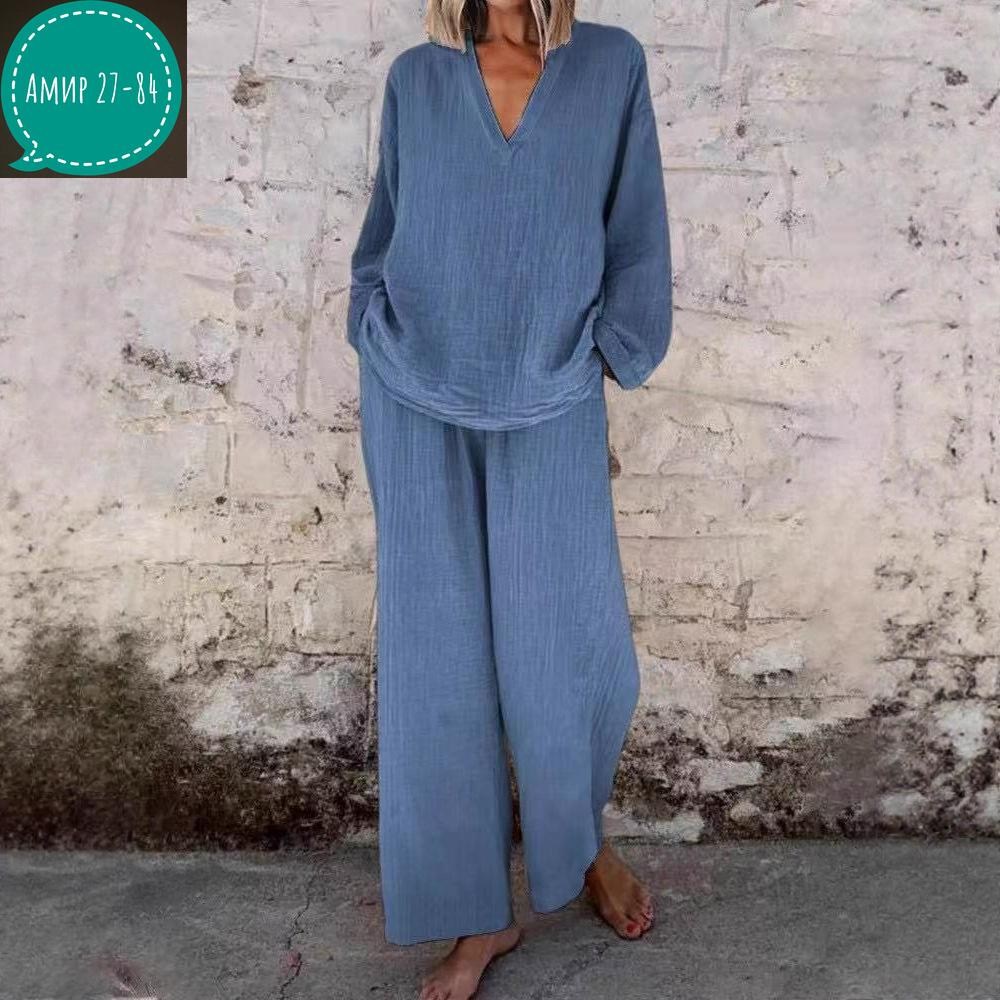 брючный костюм повседневный,костюм женский,пижама для женщин,однотонный костюм,костюм брючный