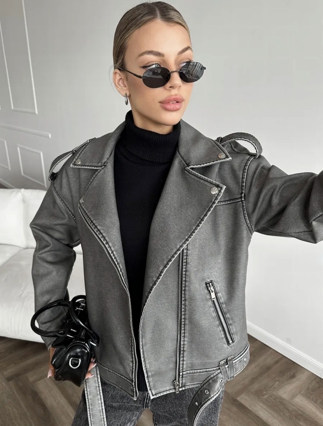 косуха винтажная куртка кожаная oversize серая monyken,косуха серая винтажная куртка кожаная оверсайз aftfbasic,косуха куртка,косуха кожаная куртка оверсайз демисезонная,женская куртка косуха