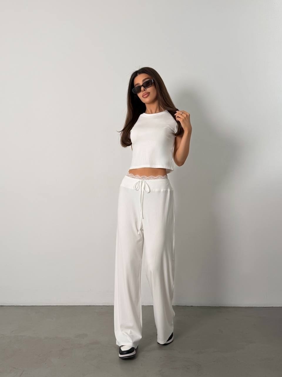 костюм с брюками,костюм женский,костюм топ и брюки,костюм топик и штаны,костюм лапша с брюками и кроп-топом mark_usa