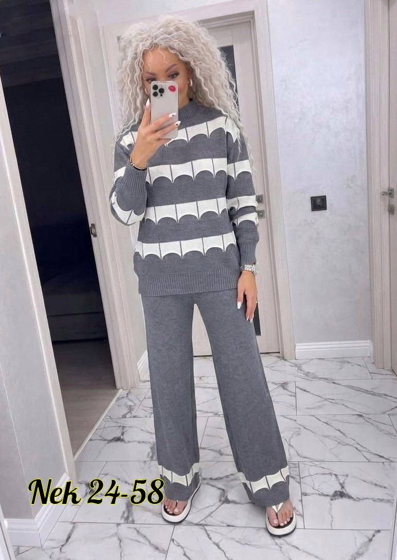 костюм трикотажный вязаный с брюками теплый miss merry jayne 257931571,костюм женский,костюм женский трикотажный,костюм кашемировый женский брючный,вязаный костюм женский