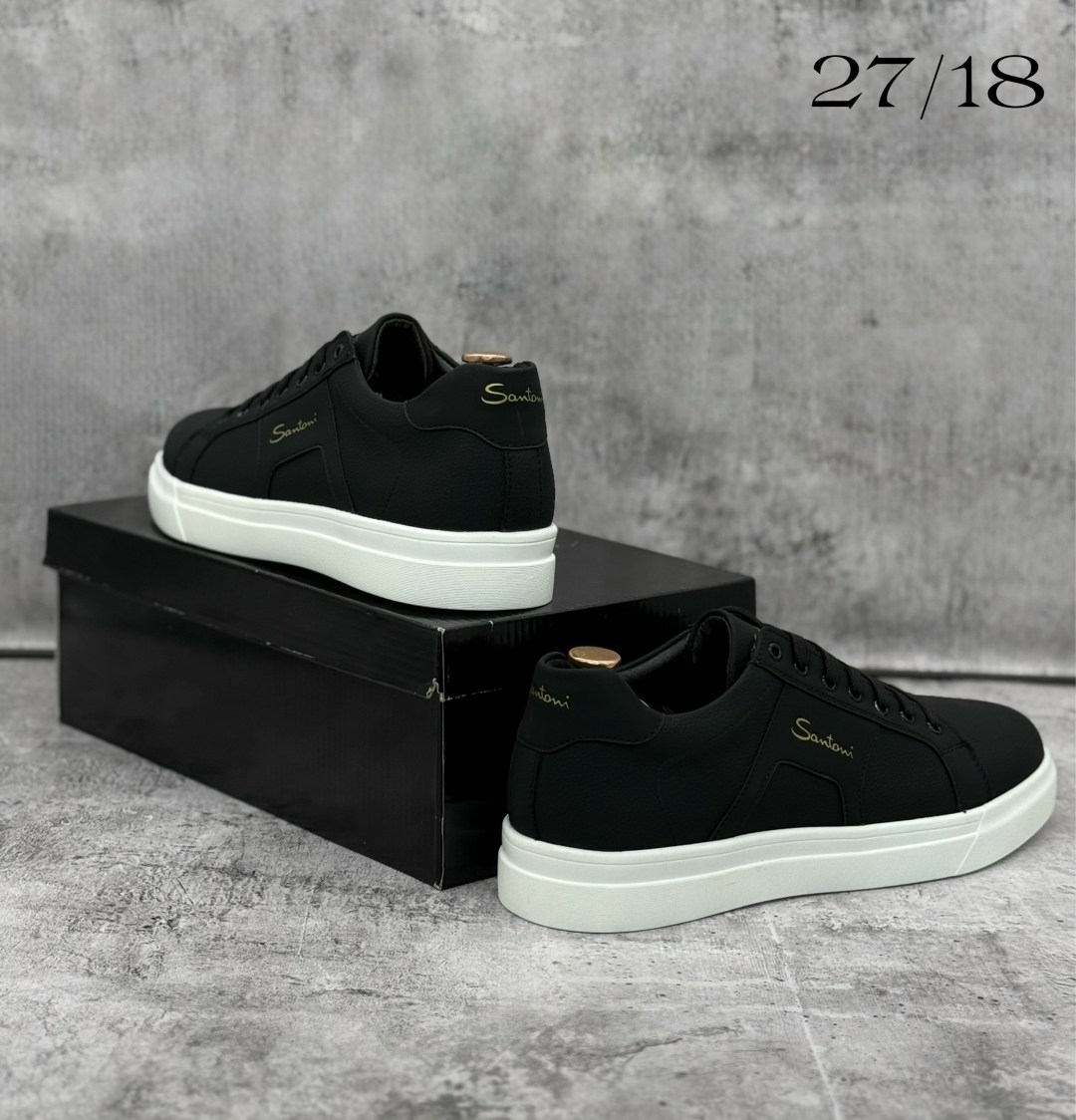 мужские кеды,мужские кеды santoni,кеды мужские кожаные santoni черные premium,мужские чёрные кеды santoni,мужская