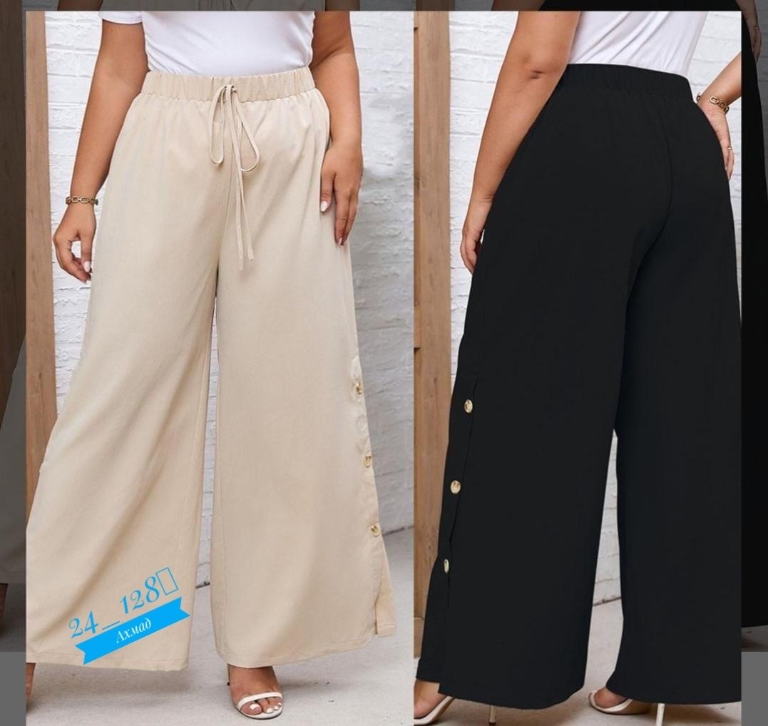 брюки женские с широкими штанинами, эластичная талия, много пуговиц,брюки женские с широкими штанинами и разрезом на пуговицах,брюки палаццо из льна женские,женские брюки с широкими штанинами,женские