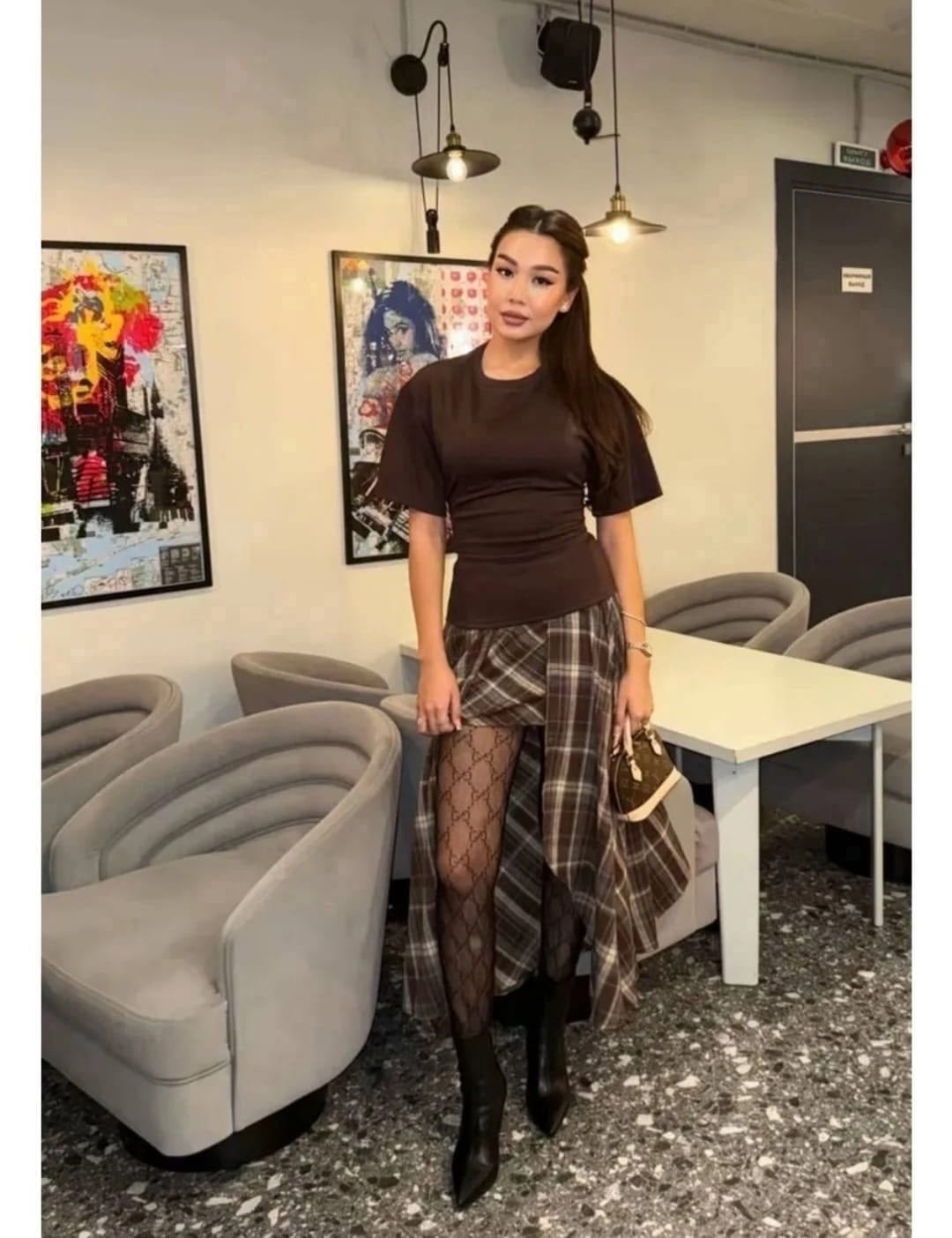 юбка в клетку,длинная прямая юбка в клетку,клетчатая юбка,длинная юбка в клетку,модная юбка