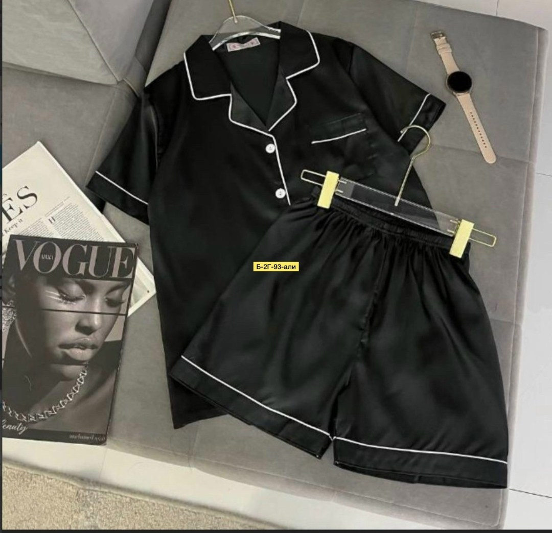 черные атласные пижамы,женская пижама,пижама шелк,комплект пижама,шелковая пижама