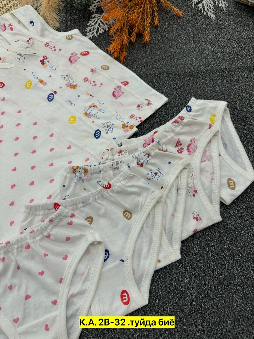 комплект детского нижнего белья,комплект майка трусы для девочки,комплект нижнего белья для девочек,белье детское комплект,комплект детский девочка (майка, трусы) № uz025