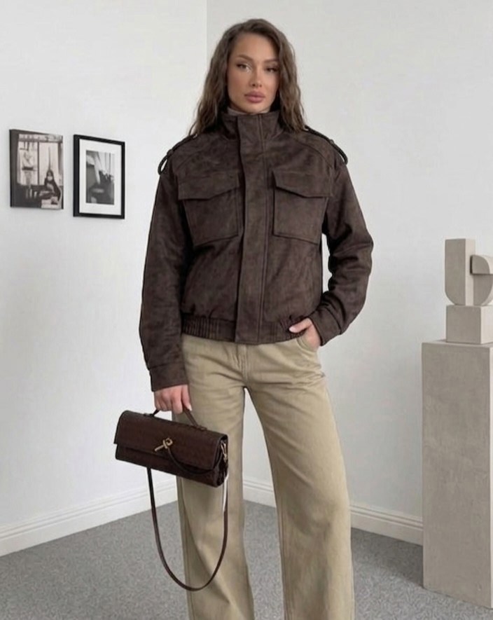 куртка бомбер оверсайз кожаная c&c fashion,куртка бомбер,куртка замшевая,куртка из замши,куртка замшевая бомбер оверсайз