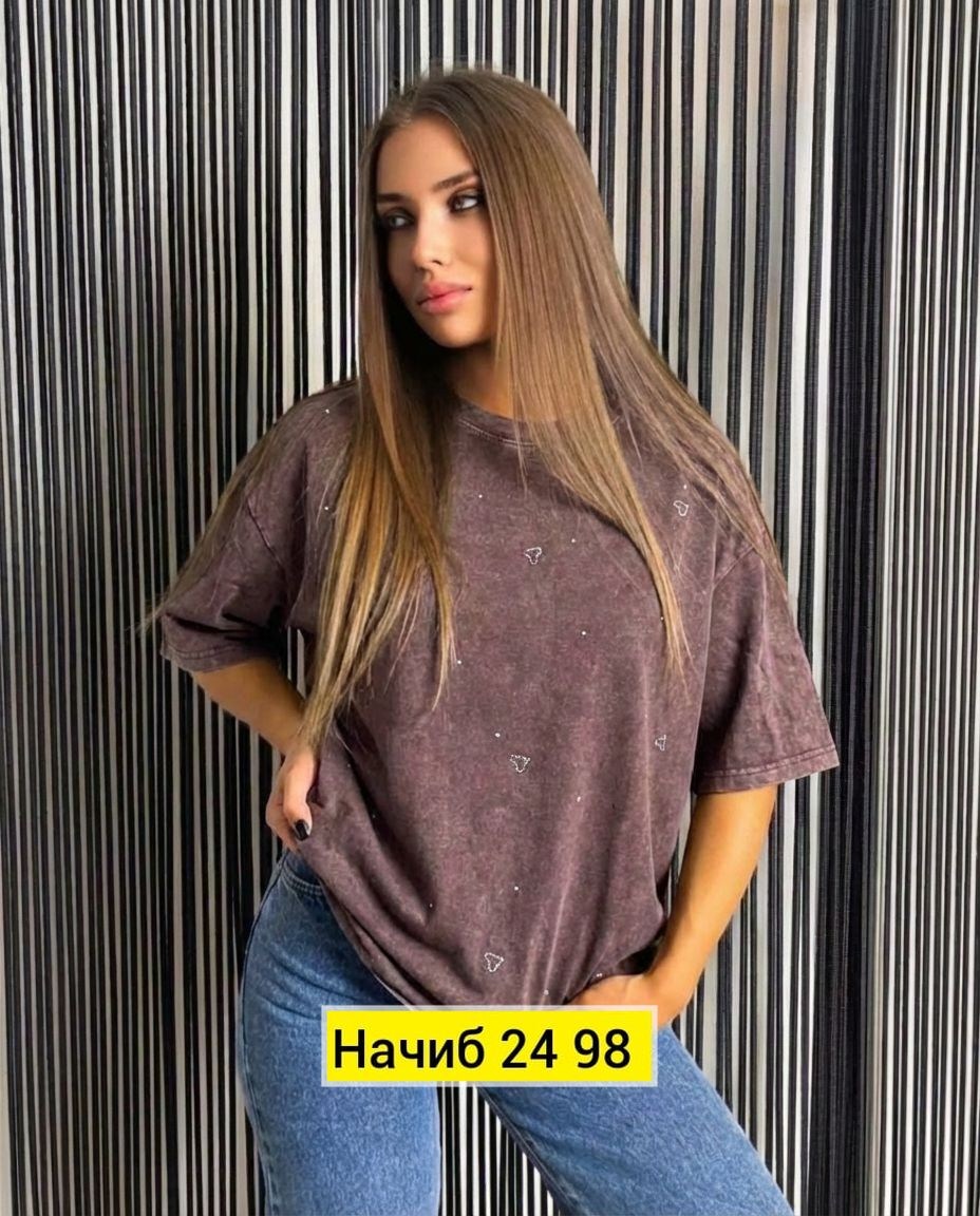 женская футболка,футболки женские оверсайз,женская футболка оверсайз со стразами,футболка женская оверсайз со стразами fineness,футболка оверсайз с