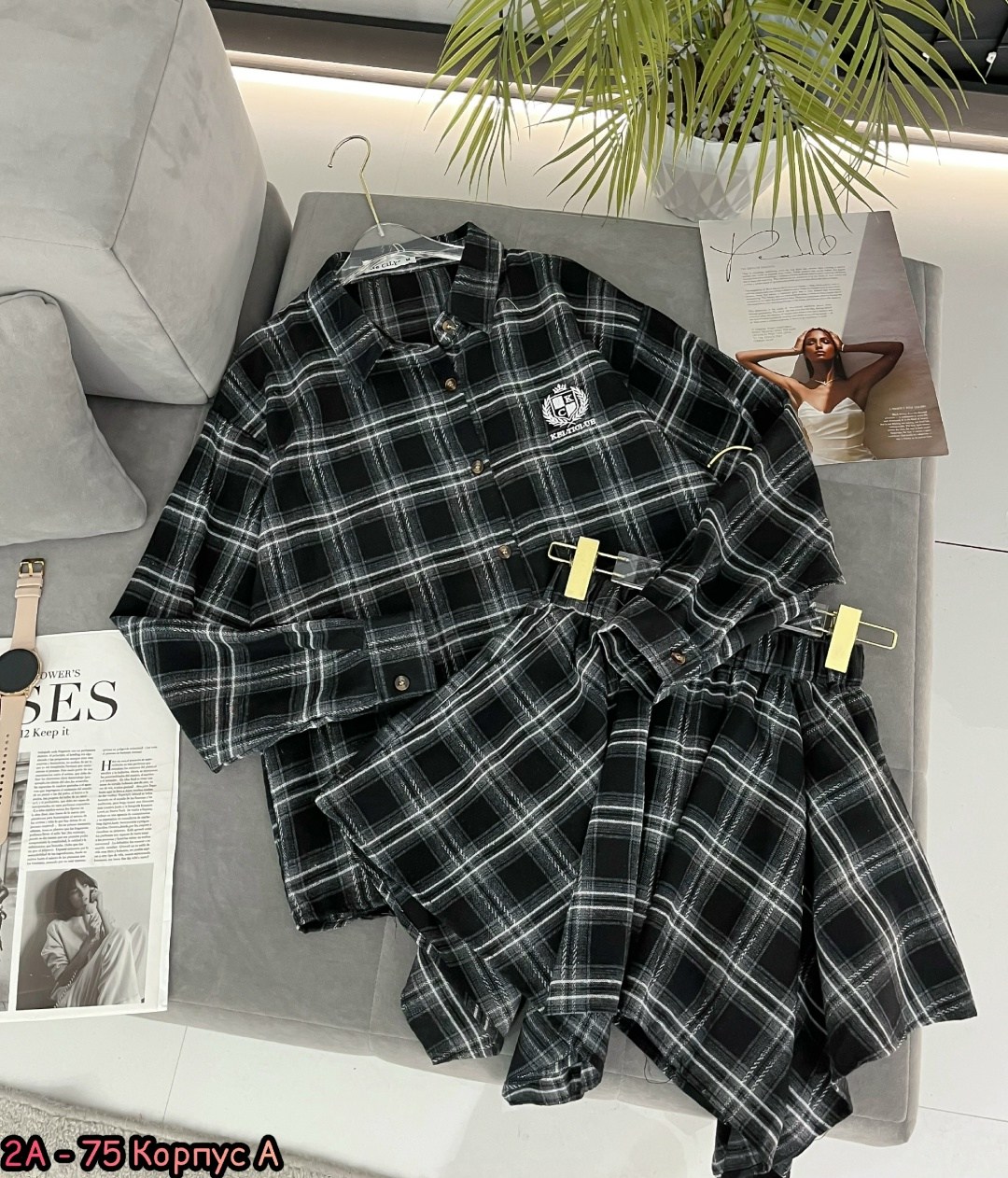 костюм с юбкой в клетку,костюм с юбкой и рубашкой в клетку,костюм в клетку,костюм с юбкой и рубашкой,женский костюм