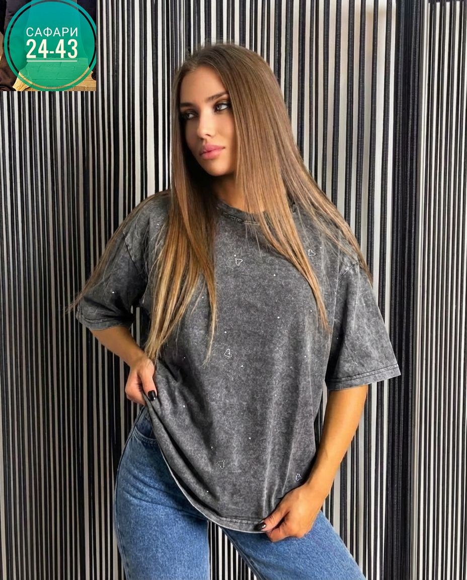 женская футболка,футболки женские оверсайз,женская футболка оверсайз со стразами,футболка женская оверсайз со стразами fineness,футболка оверсайз со стразами