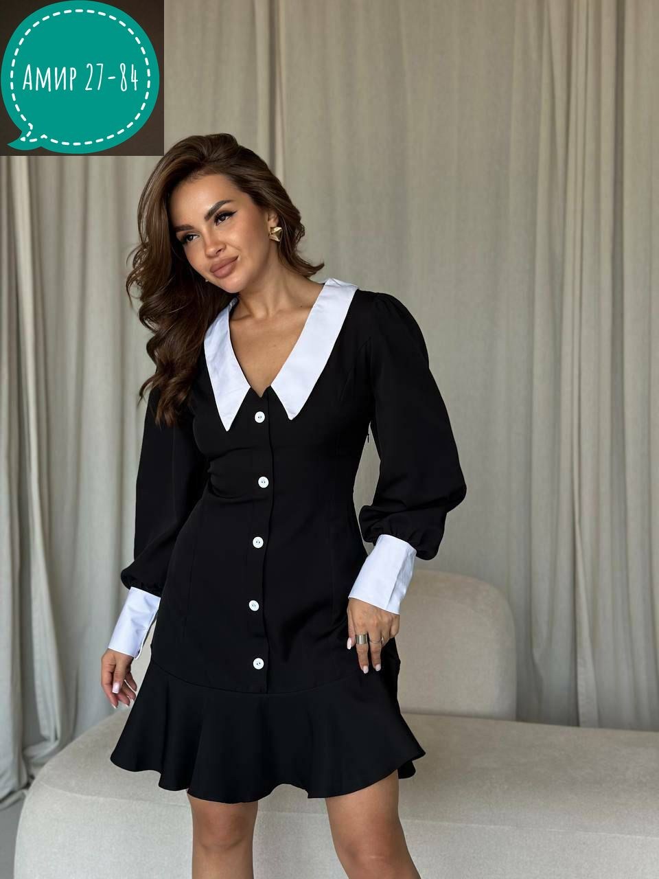 женское платье с воротником,платье с воротником,платье женское,платье стильное,