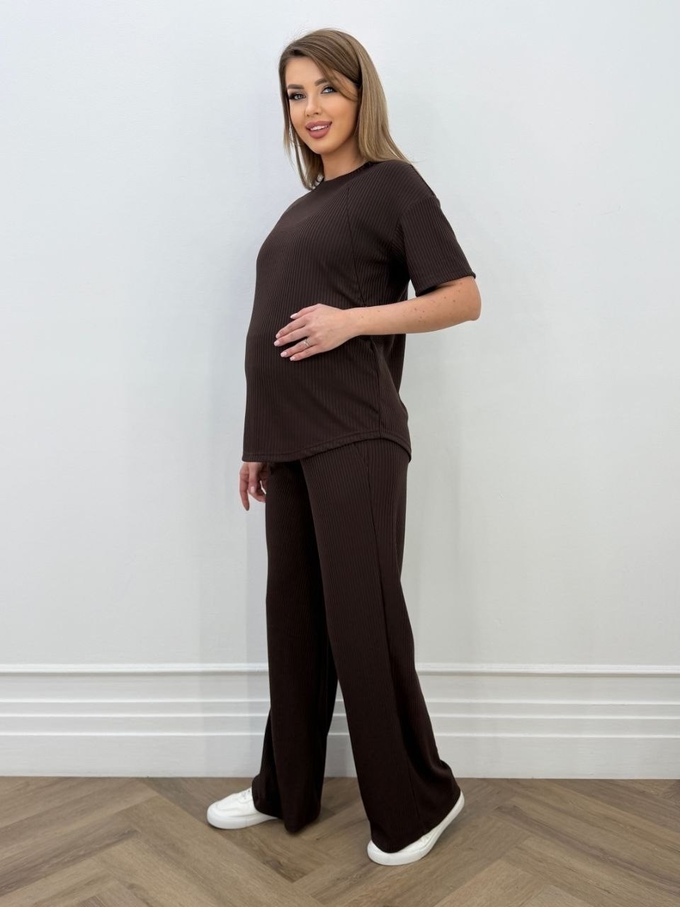 костюм для беременных,костюм для беременных лапша,костюм для беременных женский mamas fantasy 0184в коричневый 46 ru,брючный костюм для беременных,костюм трикотажный