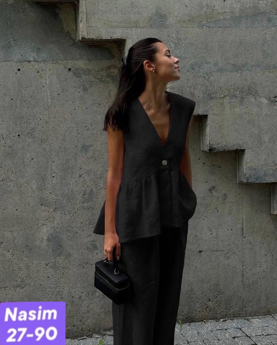 костюм женский с жилеткой,костюм женский летний,костюм льняной летний,летние костюмы,брючный льняной костюм