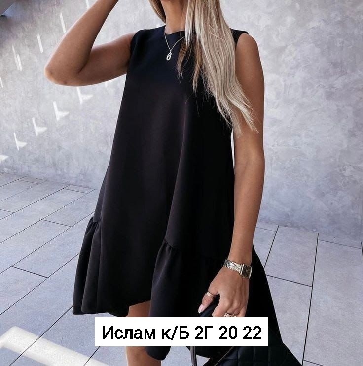 черное платье трапеция,платье с оборками, платье,платье женской,повседневное платье