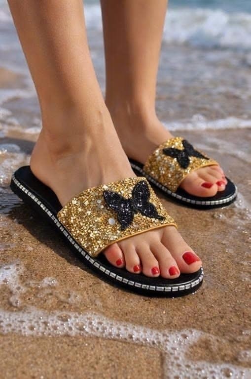 блестящие шлепки,шлепанцы с блестками,шлепанцы женские,блестящие шлепки женские,шлепанцы блестящие