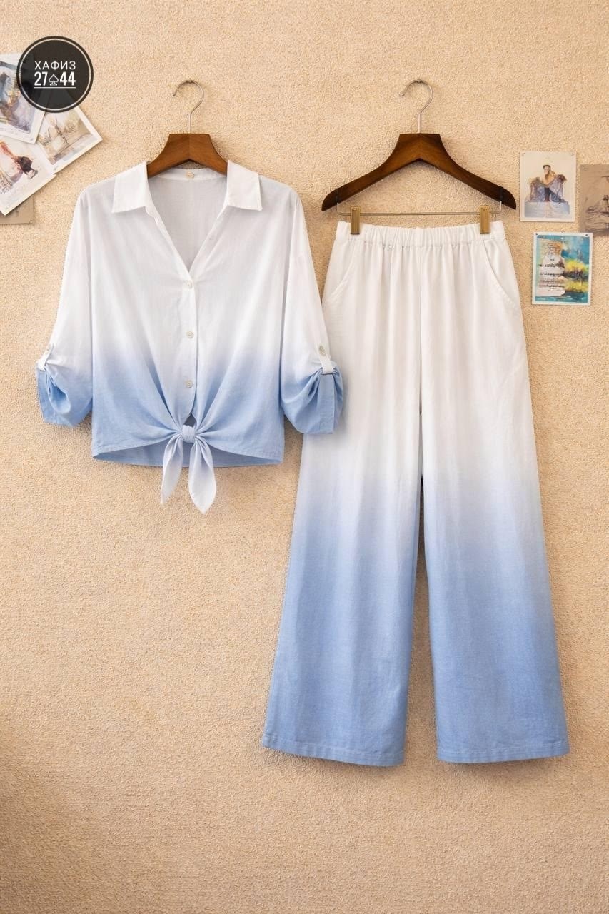 костюм женский льняной,костюм льняной,брюки комплект,льняные брюки,костюм женский летний брючный с рубашкой двойка missrose