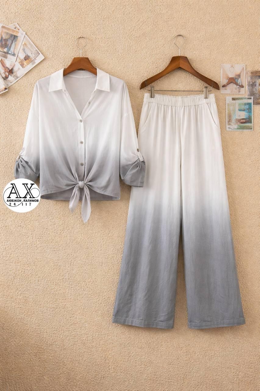 женские брючные костюмы,модные наряды,комплект для женщин,брюки комплект,шифоновая рубашка