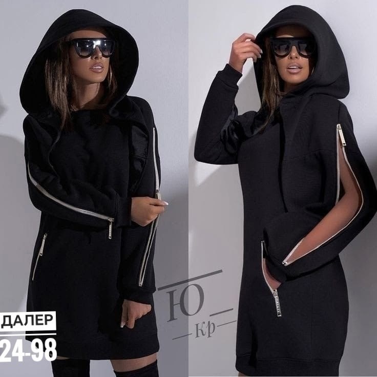 спортивное платье с капюшоном,черное платье с капюшоном,платье с капюшоном,платье толстовка