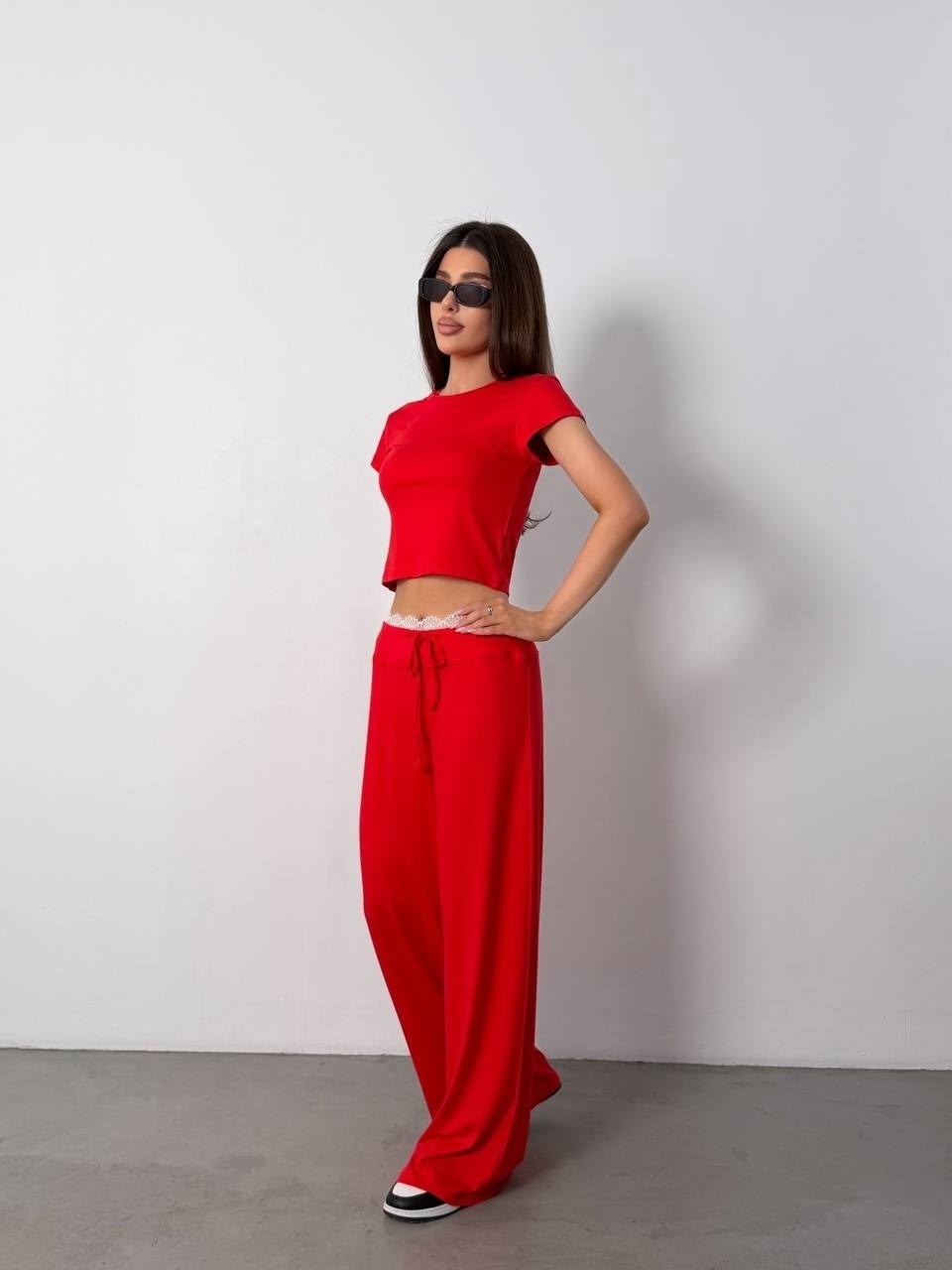 костюм с брюками,костюм женский,костюм топ и брюки,костюм топик и штаны,костюм лапша с брюками и кроп-топом mark_usa