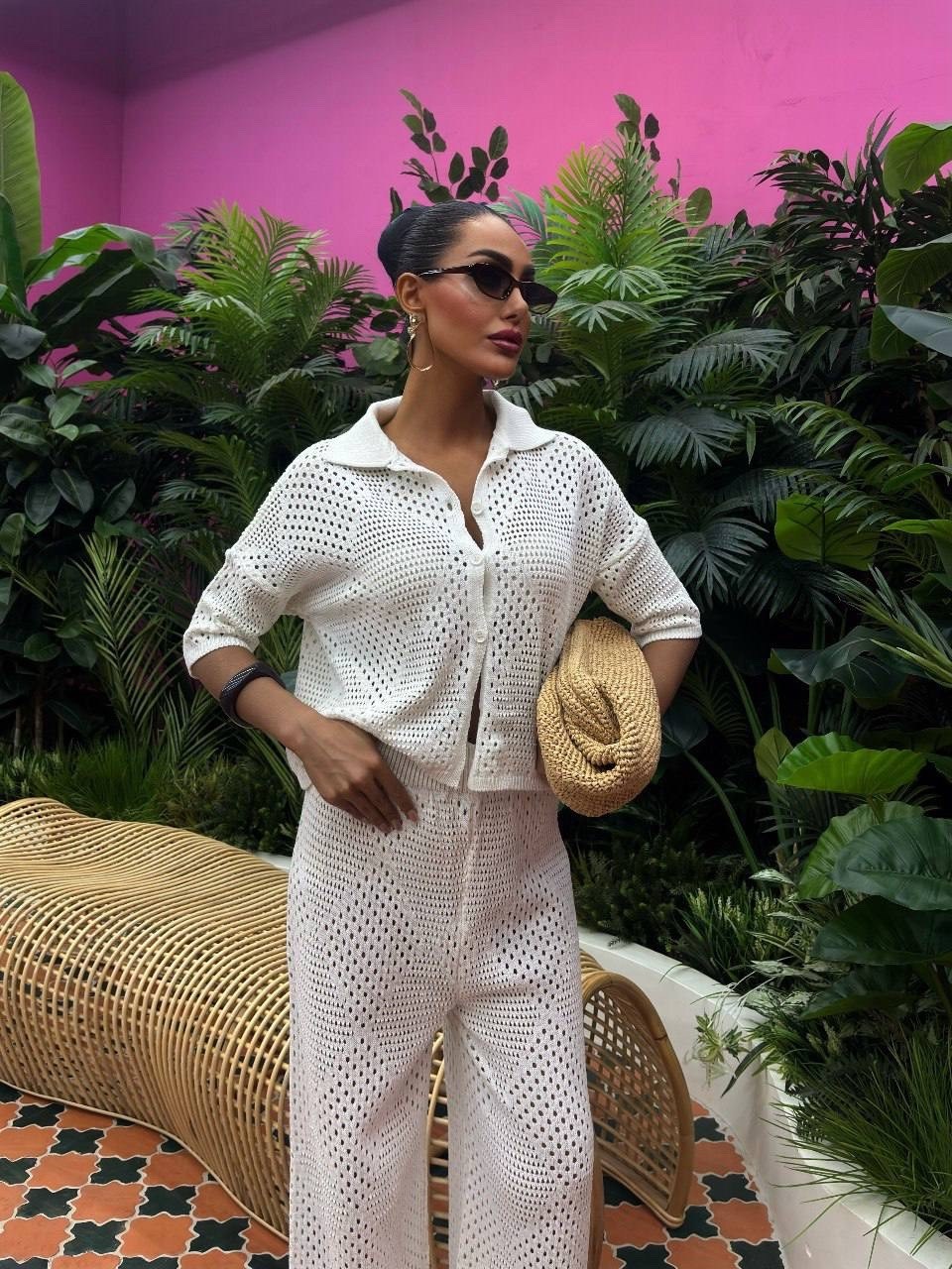 костюм летний с брюками,брюки трикотажные,вязаные костюмы,костюм летний,пляжный костюм