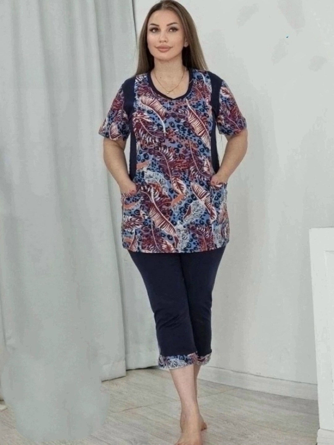 женский трикотажный костюм с бриджами,костюм с бриджами,костюм с бриджами женский,домашний костюм с бриджами большие размеры,костюм трикотажный женский