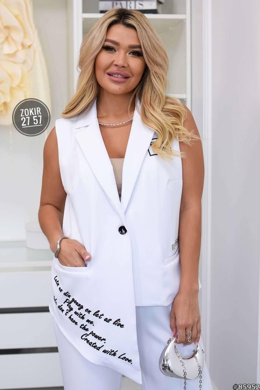 костюм для женщин,костюм женский,жилетка женская,жилет женский,костюм брючный белый
