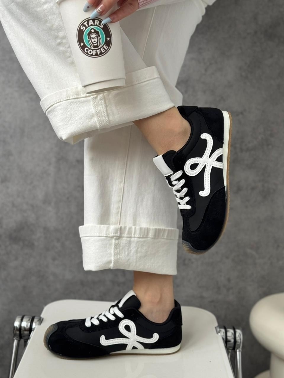 кроссовки женскиe,кроссовки loewe,,комбинированные кроссовки,кроссовки для женщин