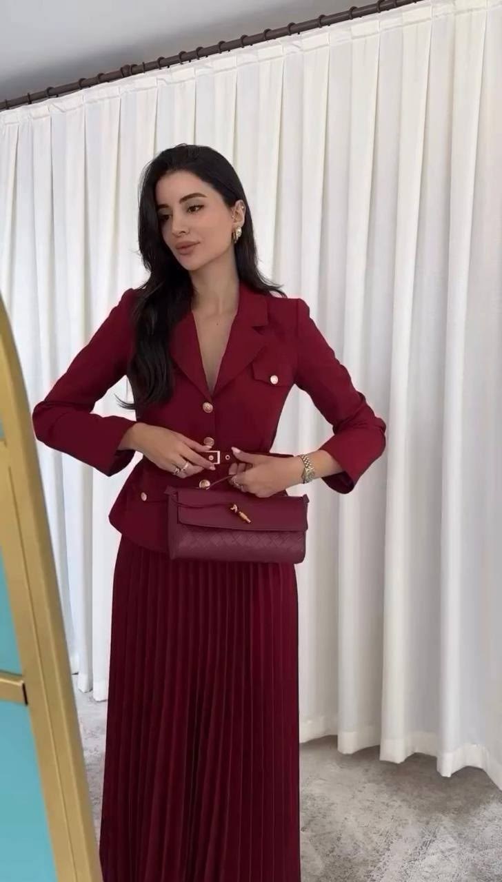 костюм женский с юбкой,костюм с юбкой плиссе mizomela,костюм с юбкой плиссе,элегантная кнопка лацката пиджак и длинная юбка костюма женщины повседневные с длинным рукавом,костюм юбка