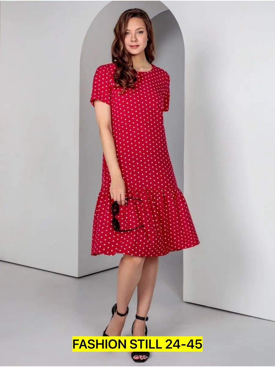 платье женское из кулирки кармелита горошек на красном,платье женской,платье прямого кроя,летнее платье в горошек,платья в горошек