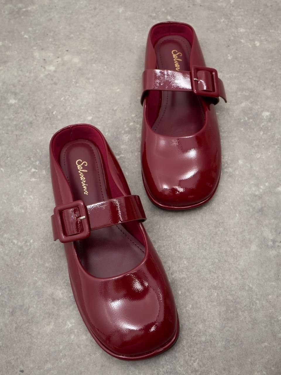 туфли лаковые на невысоком каблуке мери джейн с ремешком el monti,,туфли мэри джейн 2026,женская ,бордовые туфли