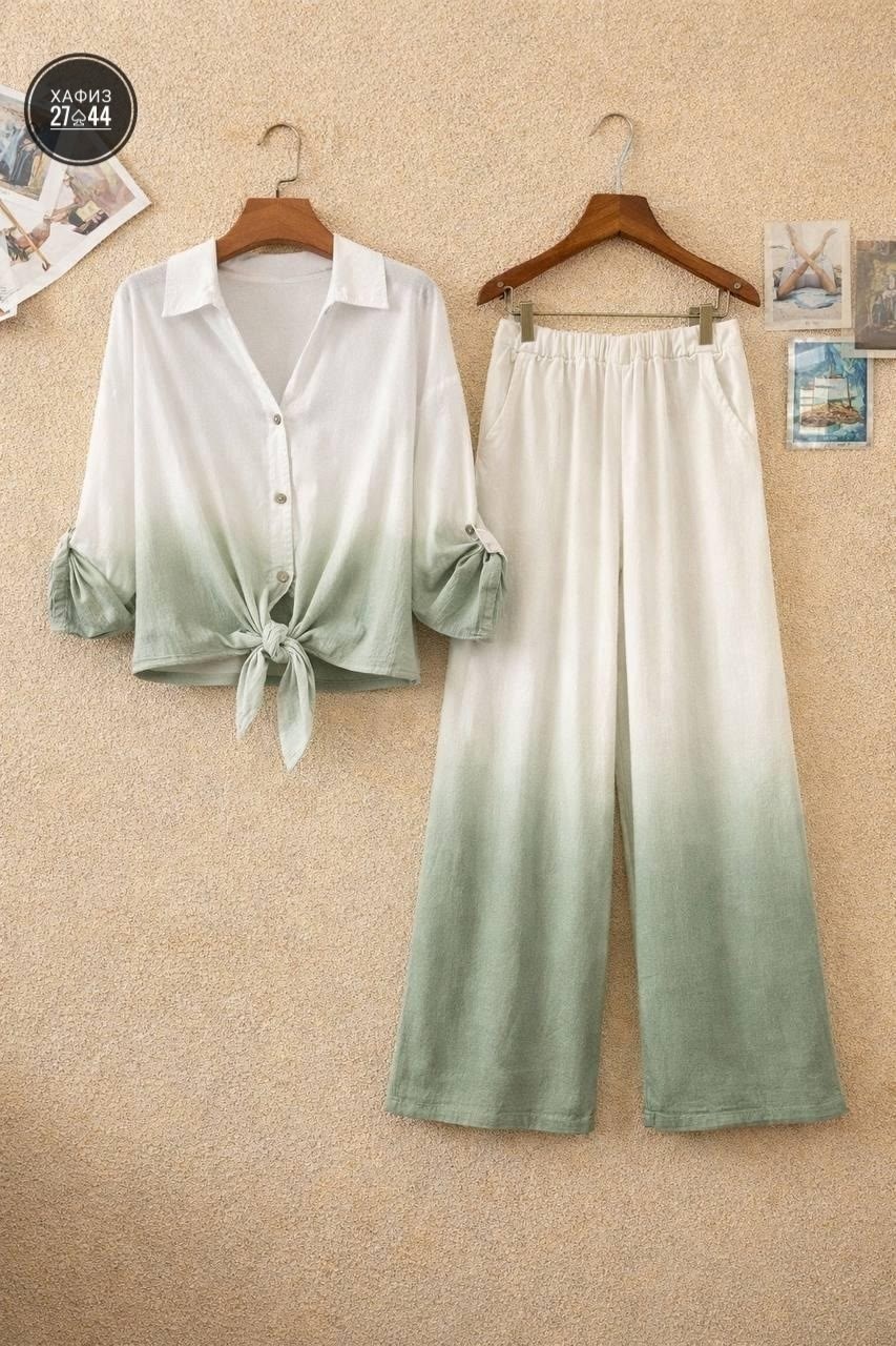 костюм женский льняной,костюм льняной,брюки комплект,льняные брюки,костюм женский летний брючный с рубашкой двойка missrose