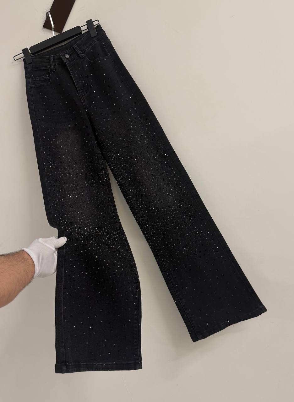 джинсы со стразами,женские джинсы со стразами,женские джинсы,джинсы черные женские,широкие джинсы