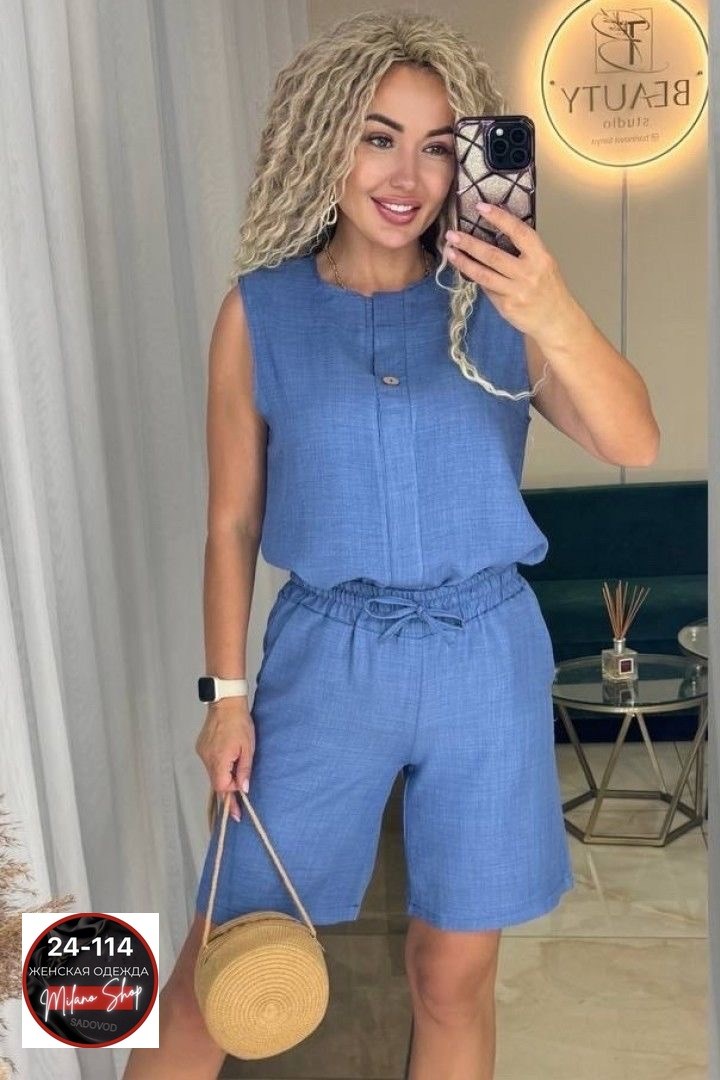 ,женский костюм с шортами,летние костюмы женские,костюм из льна лайм,костюм с шортам
