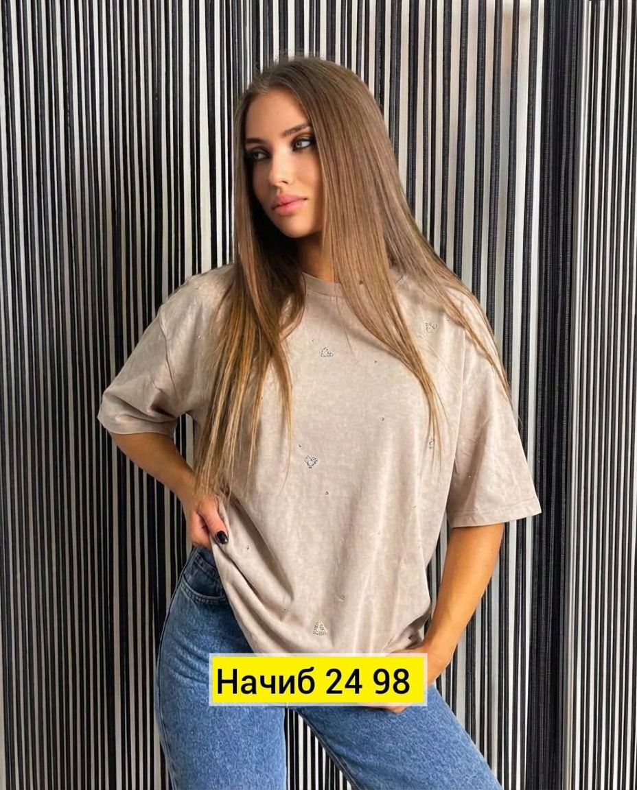 женская футболка,футболки женские оверсайз,женская футболка оверсайз со стразами,футболка женская оверсайз со стразами fineness,футболка оверсайз с