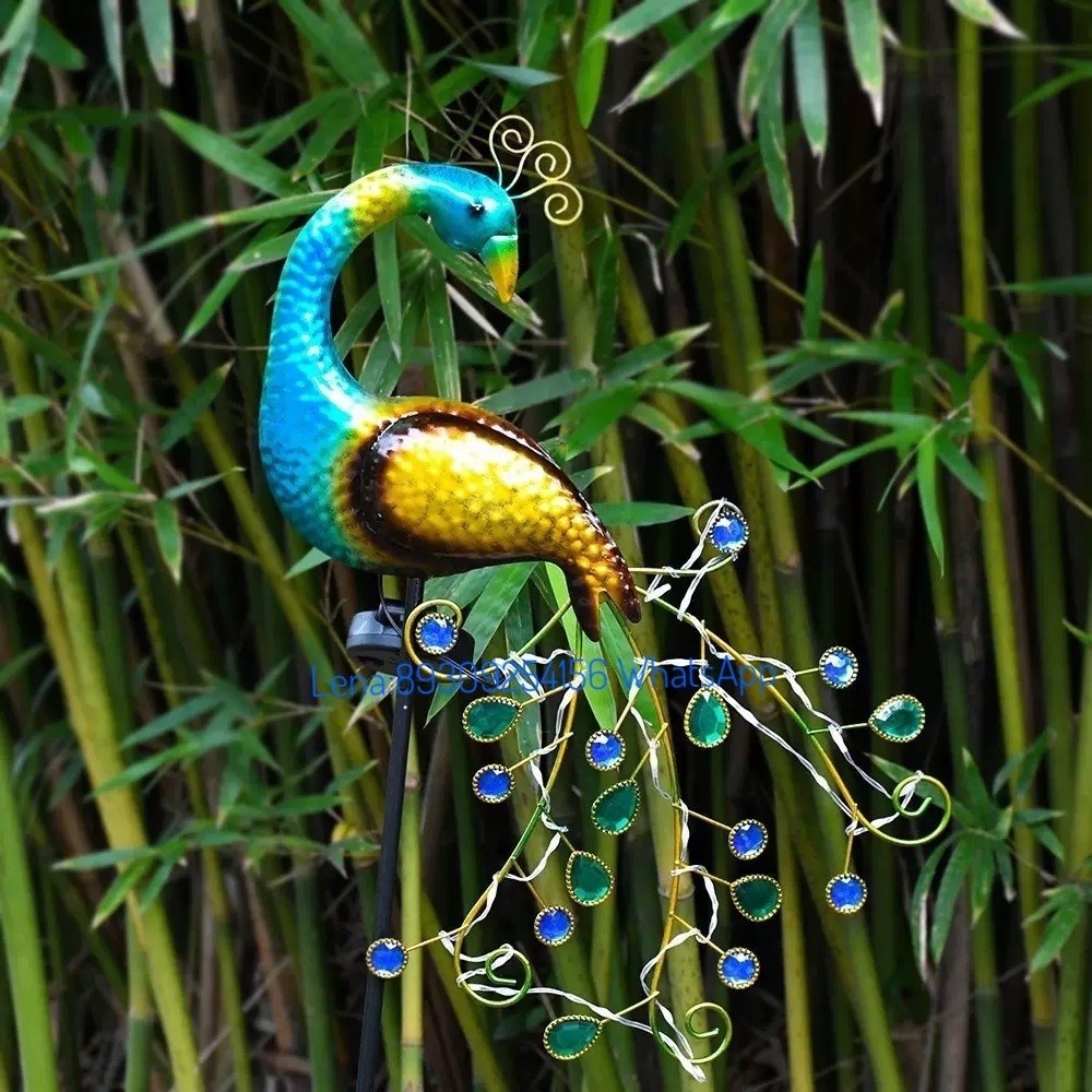 декоративные садовые светильники,павлин,павлин из металла,павлин из металла для сада,светильники садовые