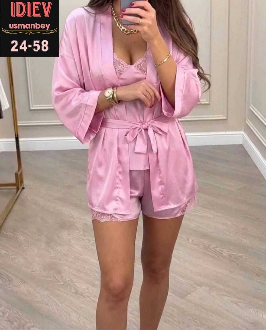 пижама комплект,женская пижама,халат неглиже,халат розовый,женские пижамные комплекты