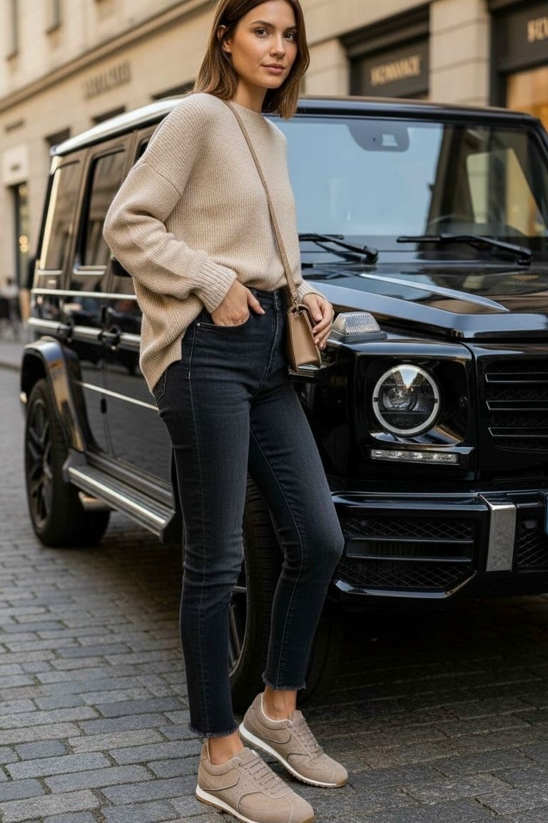 tan oversized turtleneck sweater,модные образы,мода стиль,одежда кэжуал,повседневный стиль