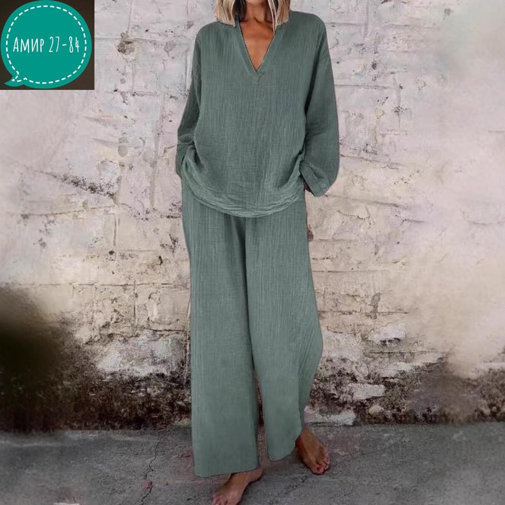 брючный костюм повседневный,костюм женский,пижама для женщин,однотонный костюм,костюм брючный