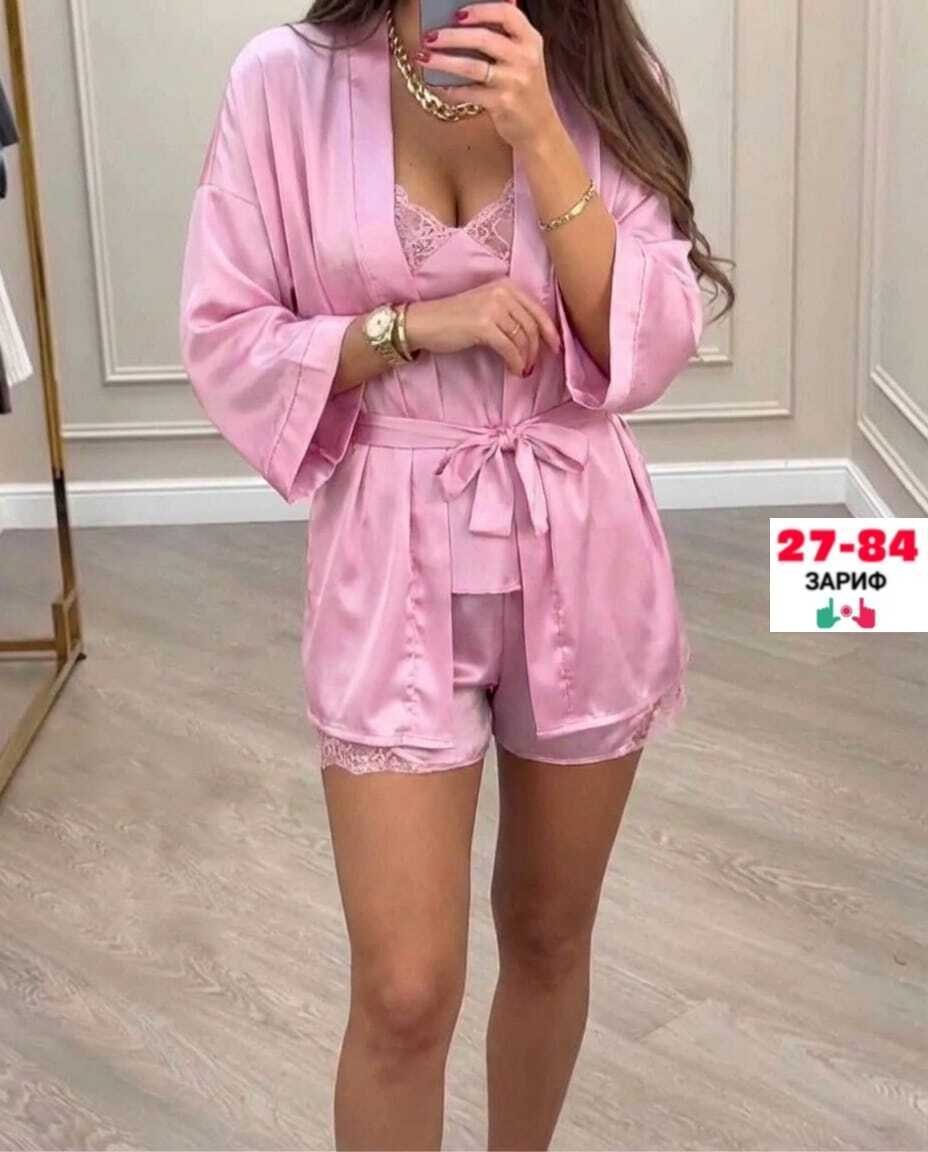 пижама халат,халат неглиже,женская пижама,халат розовый,пижама с халатом женская