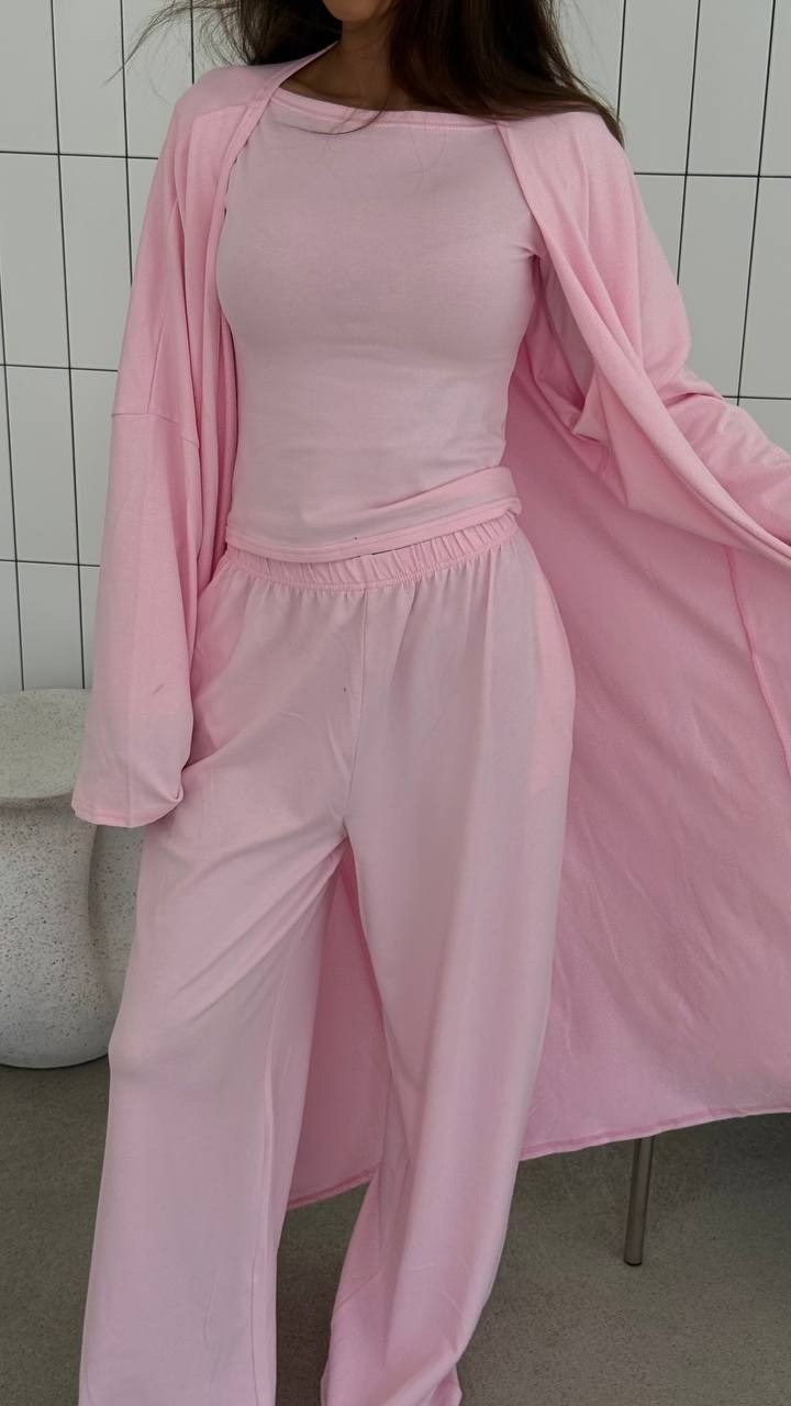 костюм тройка: кардиган, топ, брюки палаццо (плотный хлопок),костюм с брюками палаццо,костюм с брюками,летние костюмы,костюм женский