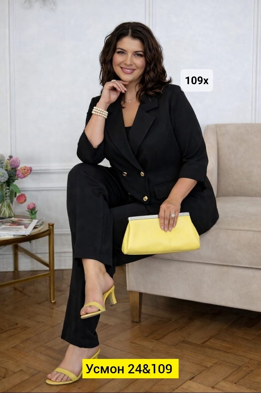 брючный костюм ninele 7485 черный,костюм женский больших размеров,брючный костюм,костюм брючный vilena 918 черный,деловой костюм больших размеров для женщин