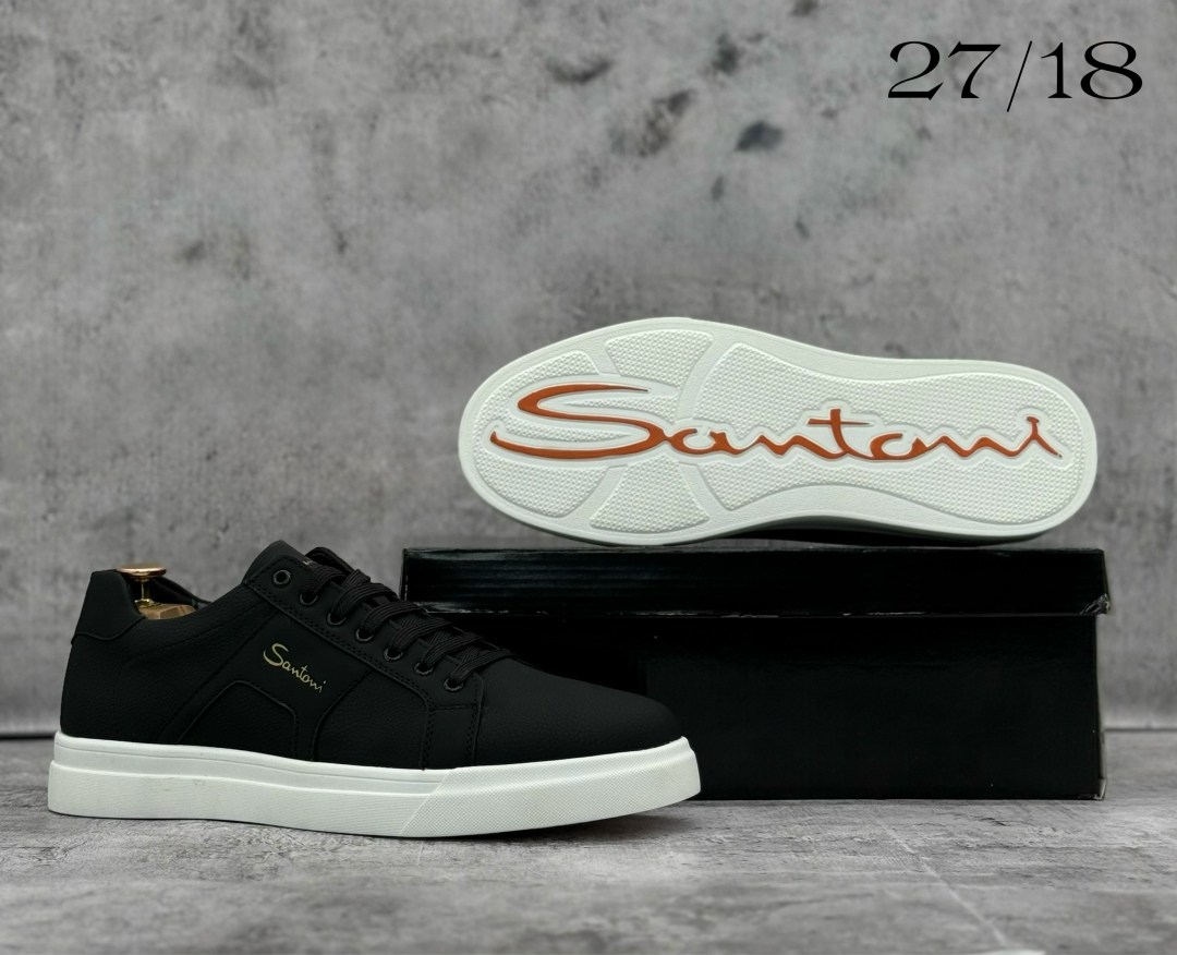 мужские кеды,мужские кеды santoni,кеды мужские кожаные santoni черные premium,мужские чёрные кеды santoni,мужская