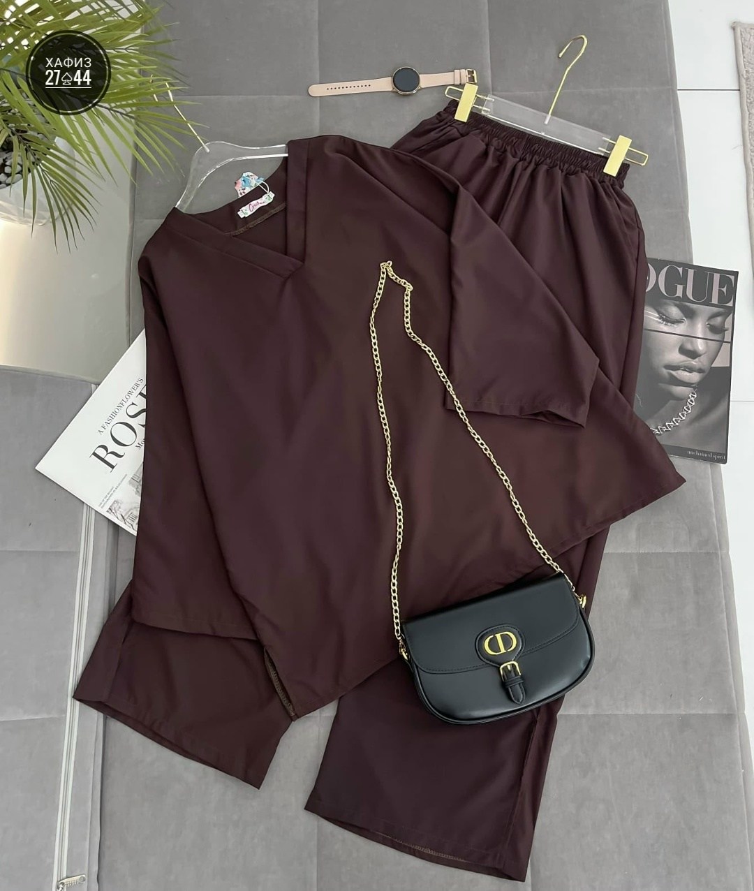 женский костюм,брючные костюмы женские,женский однотонный костюм с круглым вырезом и рукавом "летучая мышь",костюм с жакетом и брюками