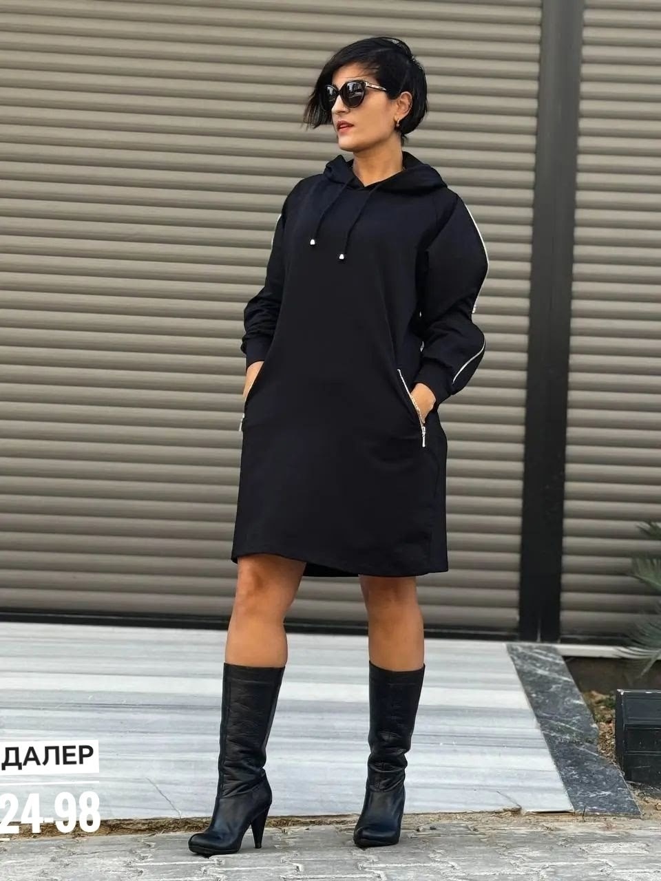 спортивное платье с капюшоном,черное платье с капюшоном,платье с капюшоном,платье толстовка