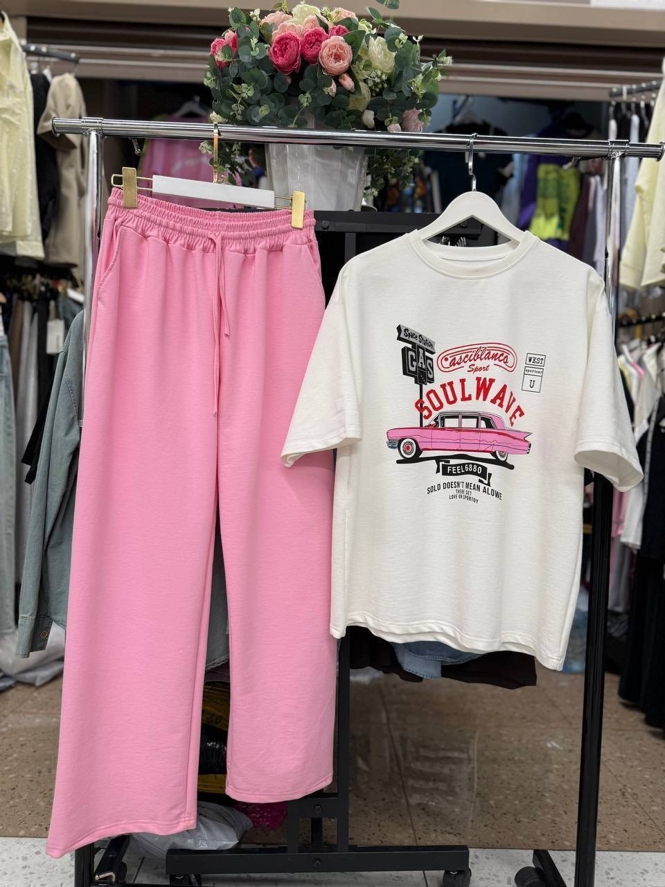 костюм двойка двухнитка,костюм двойка,женские костюмы,костюм двойка женская,костюм двойка штаны клeш и футболочка