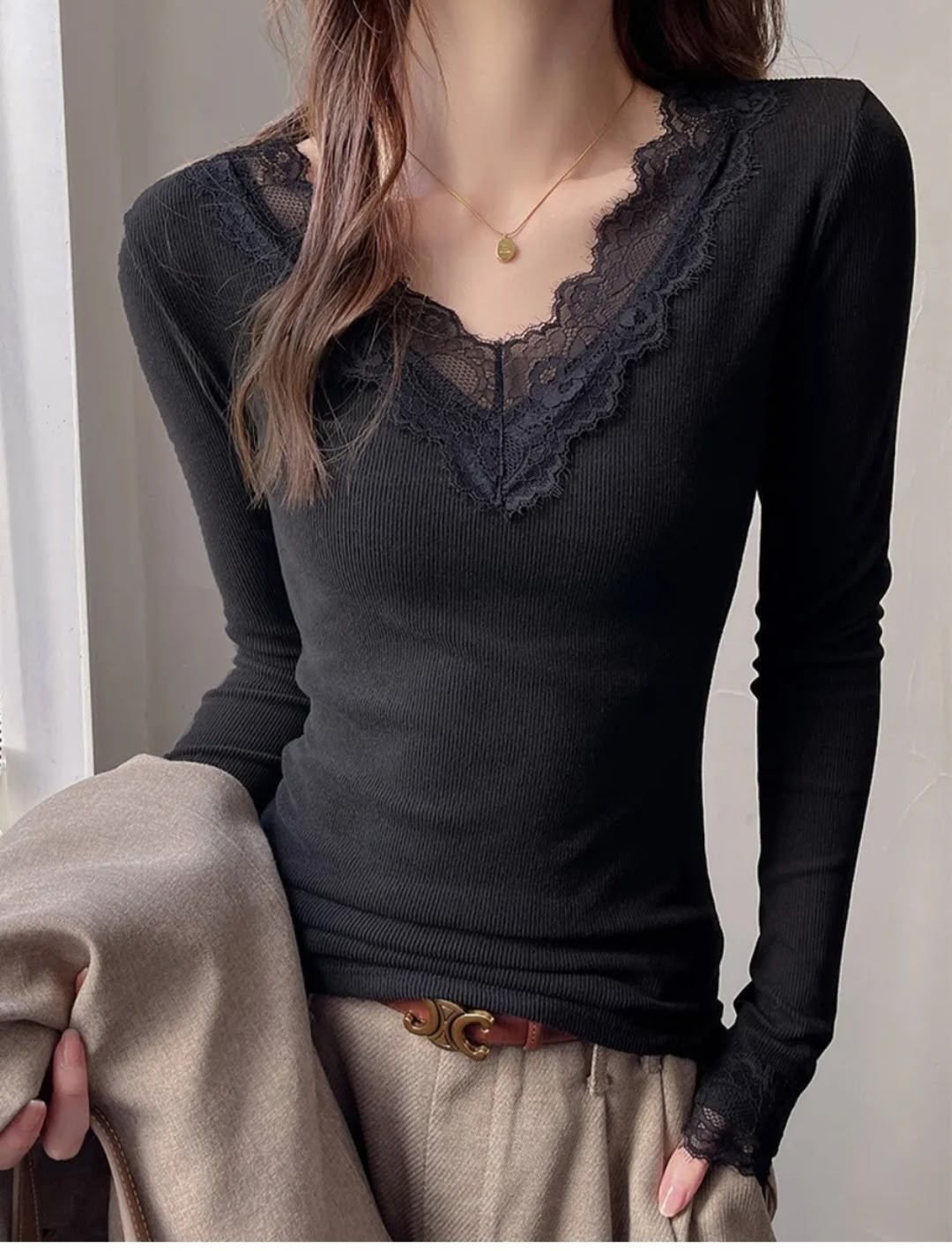 кружевная рубашка,женские кружевные рубашки,кружевной топ,женская трикотажная футболка с длинным рукавом и v-образным вырезом,женские топы