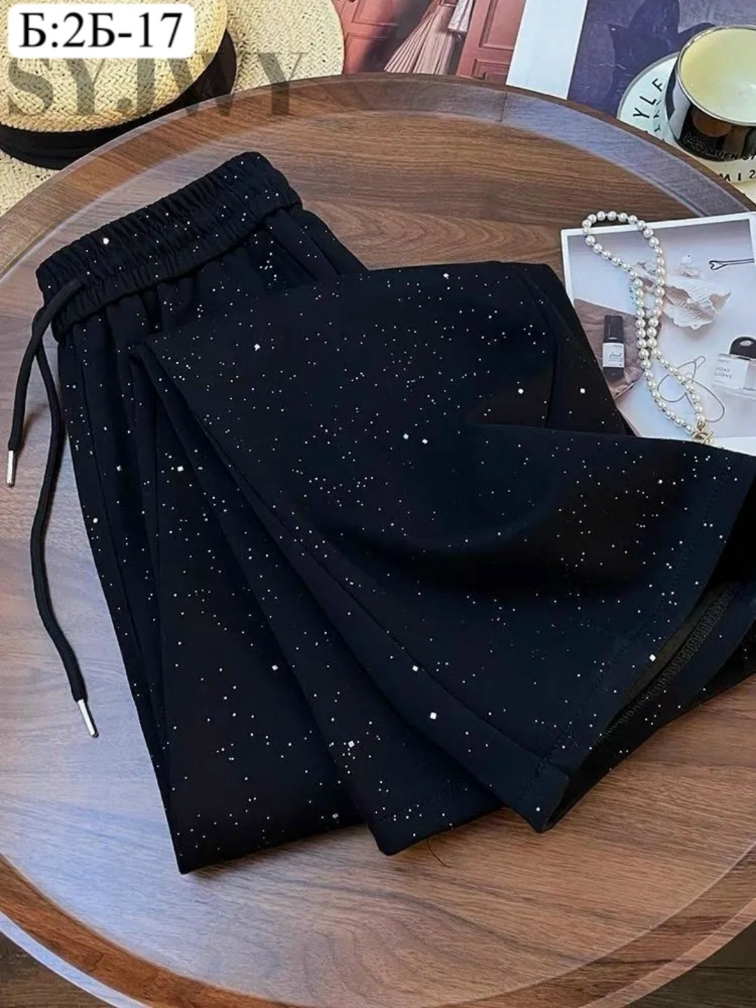 блестящие брюки из полиэстера,женские широкие брюки starry sky ice silk с высокой талией,женские блестящие повседневные брюки starry sky с высокой талией,женские черные спортивные штаны из полиэстера,