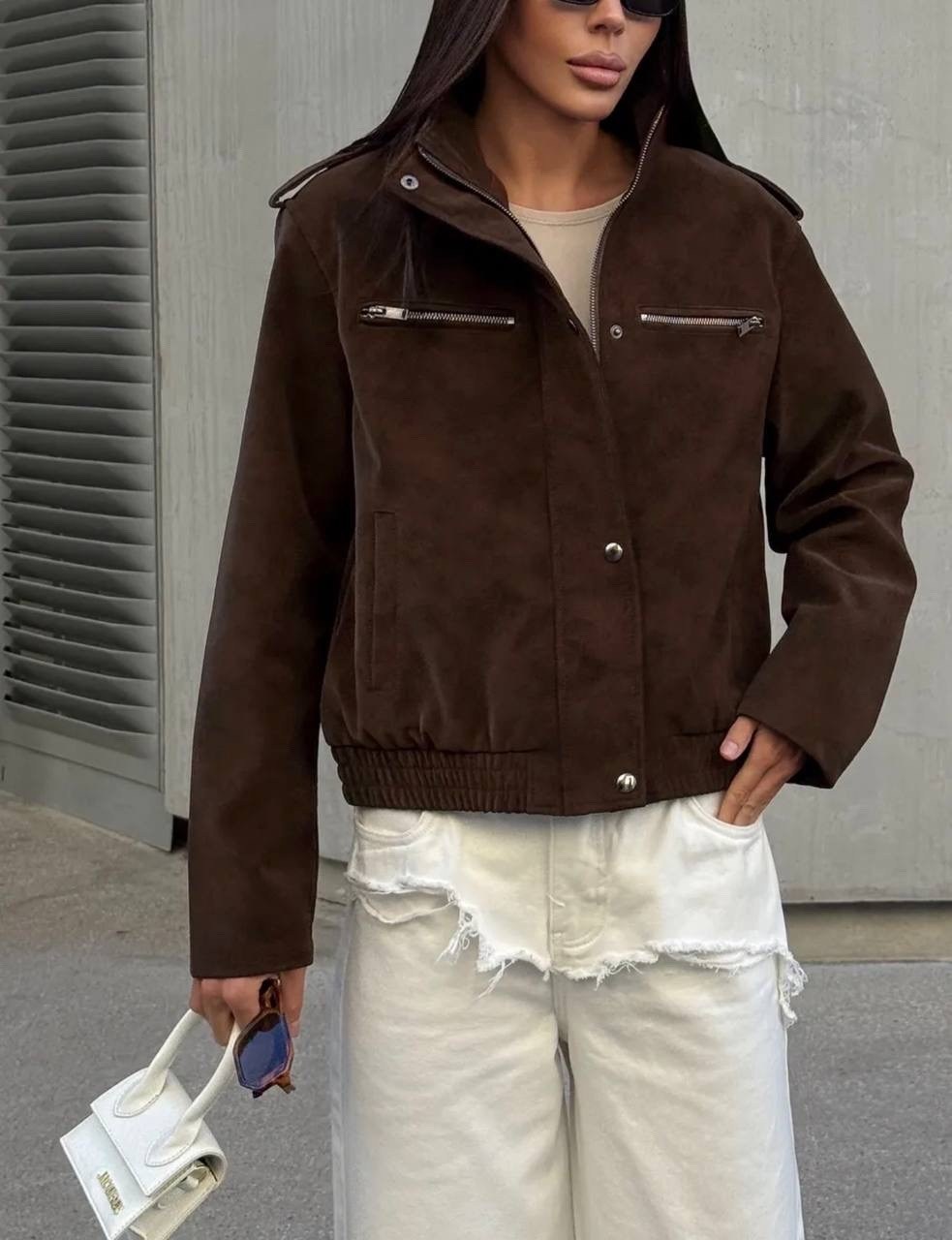 бомбер укороченный оверсайз замшевый куртка рабочего тренд saint shine,бомбер замшевая куртка оверсайз saint shine,куртка замшевая,модная куртка,бомбер женская куртка