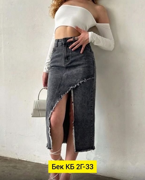 джинсовая юбка,комбинированная джинсовая юбка,юбка миди джинсовая с разрезом спереди ниже колен,юбка миди джинсовая с разрезом,юбка джинсовая с разрезом