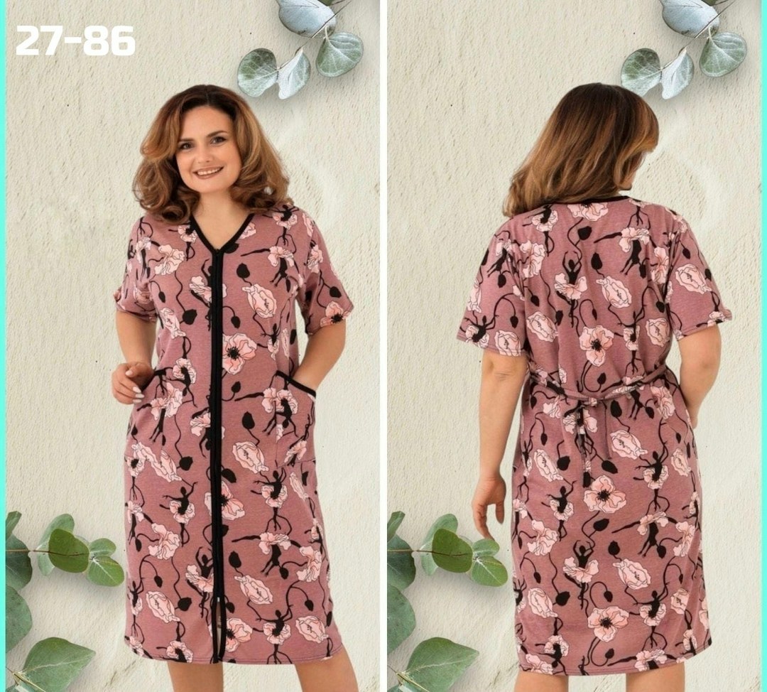 халат женский,халат женский домашний,халат женский трикотаж,халат легкий,халат женский 53519 какао